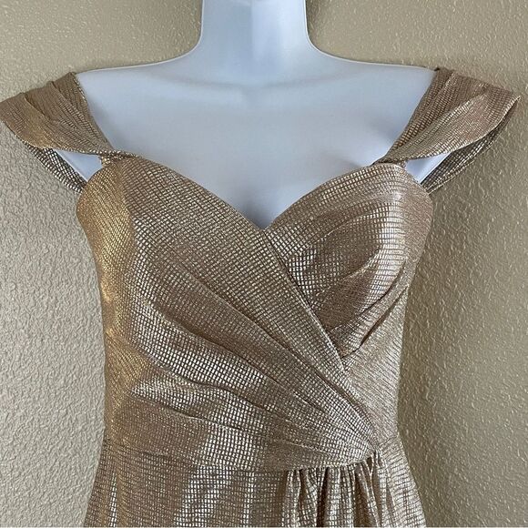 Hayley Paige Occasions Formal Off Shoulder Or Strapless Dress Style 52002 Gold 0 - Picture 4 of 16